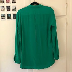 Neil Barrett Tops - Green Silk Concealed Button Back Slit Blouse Neil Barrett Tops - Green Silk Concealed Button Back Slit Blouse